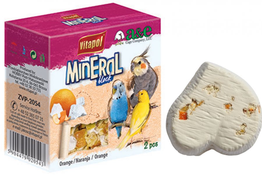Picture of AE Cage AE00423 Infused Bird Mineral Block, Orange - 2 Count