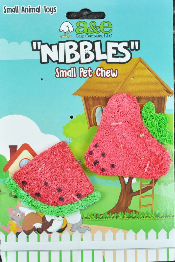 Picture of AE Cage AE00955 Nibbles Strawberry & Watermelon Loofah Chew Toys - 2 Count