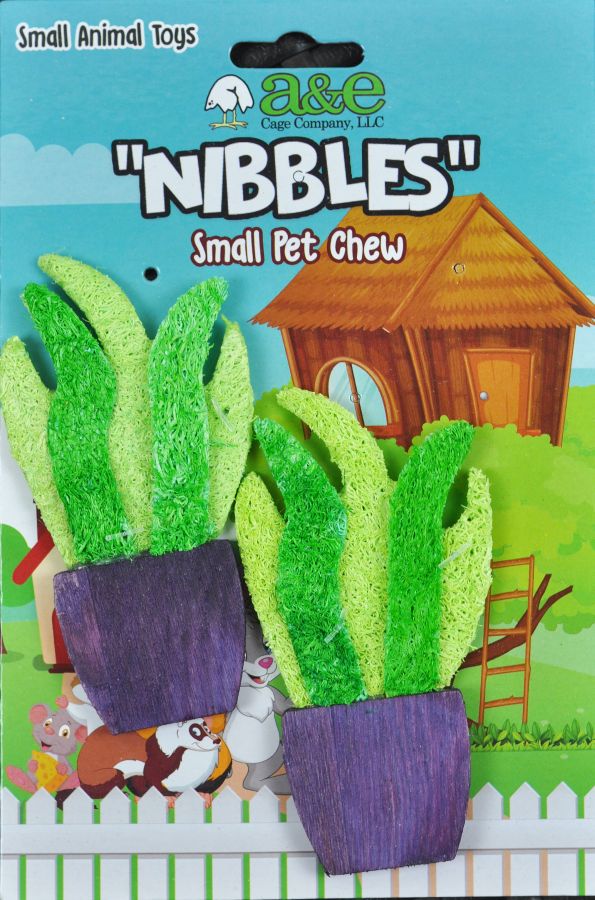 Picture of AE Cage AE00959 Nibbles Potted Plants Loofah Chew Toy - 2 Count