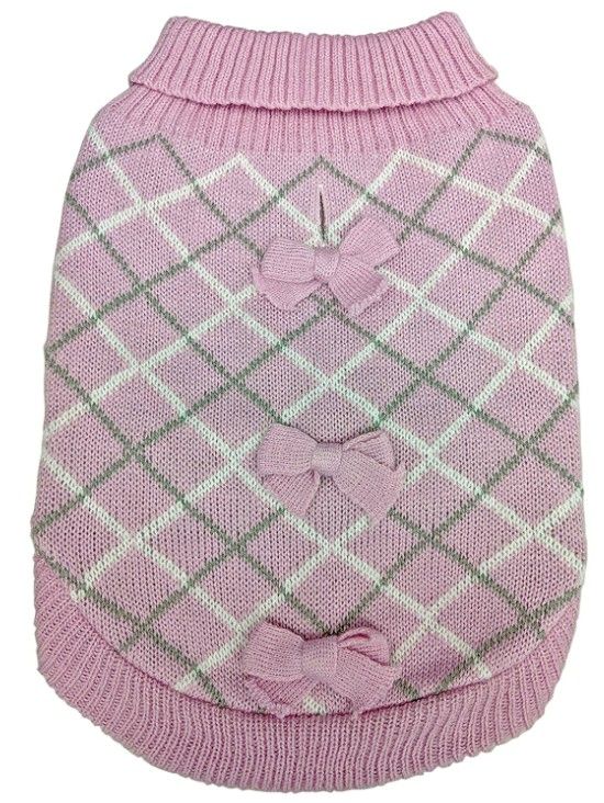 Picture of Fashion Pet ST02574 Pretty in Plaid Dog Sweater&#44; Pink - 2XS