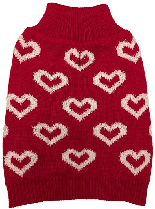 Picture of Fashion Pet ST02649 All Over Hearts Dog Sweater, Red - Extra Small