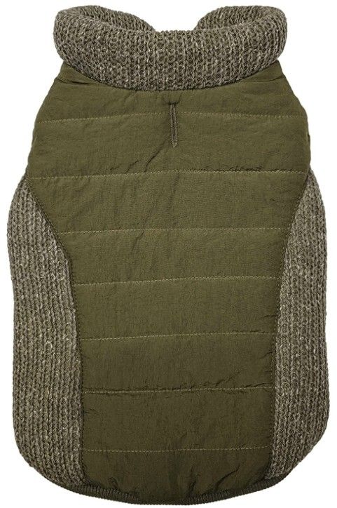 Picture of Fashion Pet ST02657 Sweater Trim Puffy Dog Coat&#44; Olive - Medium