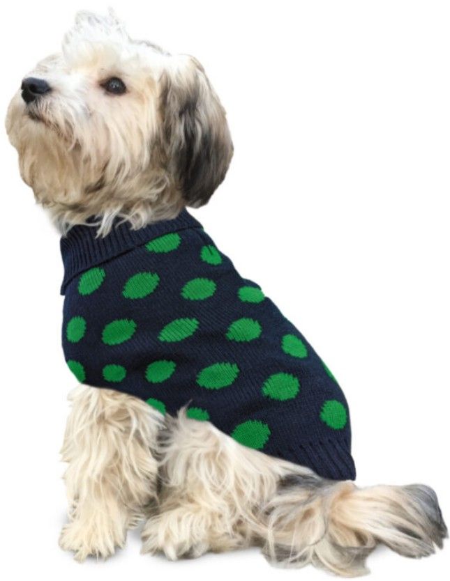 Picture of Fashion Pet ST02770 Contrast Dot Dog Sweater&#44; Green - Small