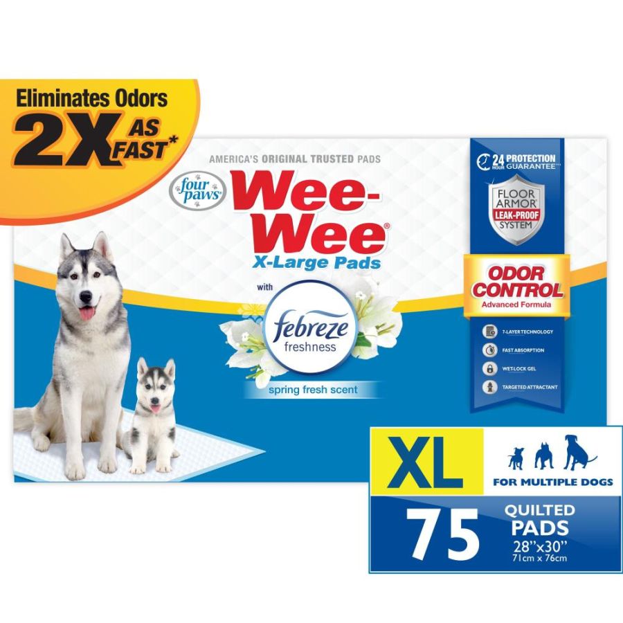 Picture of Four Paws FF97570 Wee Odor Control Pads with Febreze Freshness - Extra Large - 75 Count