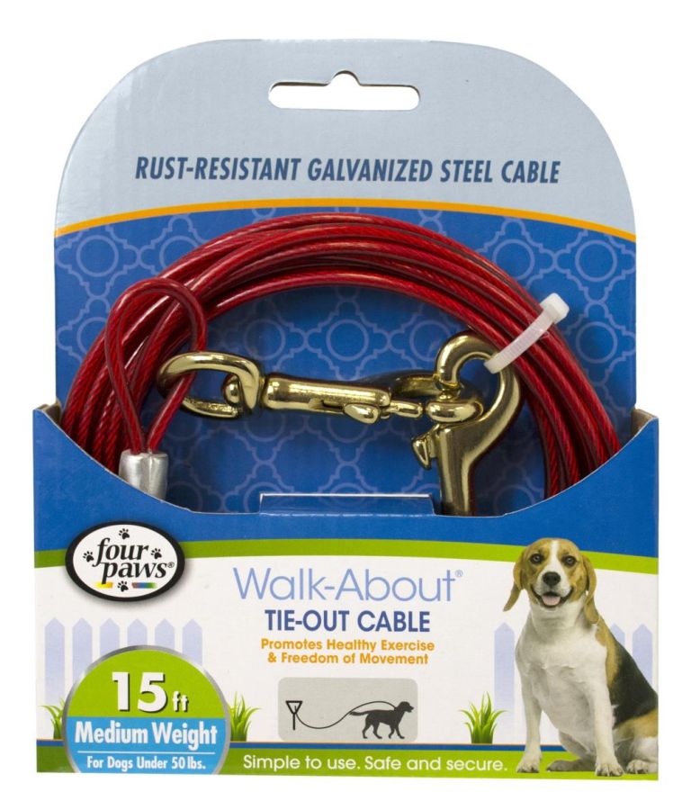 Picture of Four Paws FF90115 15 ft. Up to 50 lbs Walk-About Tie-Out Cable Medium Weight for Dogs