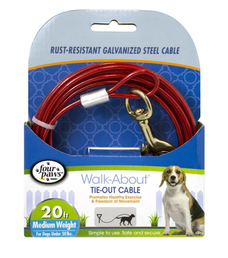 Picture of Four Paws FF90120 20 ft. Up to 50 lbs Walk-About Tie-Out Cable Medium Weight for Dogs