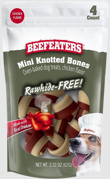 Picture of Beefeaters BFE02145 Rawhide Free Mini Knotted Bones Chicken Chew - 4 Count