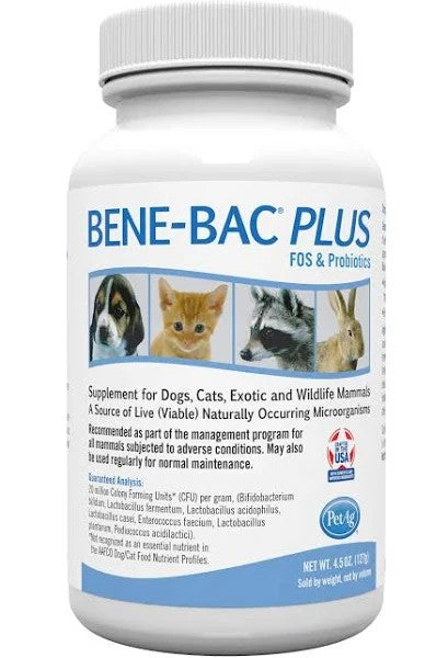 Picture of PetAg PA99572M Bene-Bac Plus Powder Fos Prebiotic & Probiotic for Dogs&#44; Cats&#44; Exotic & Wildlife Mammals