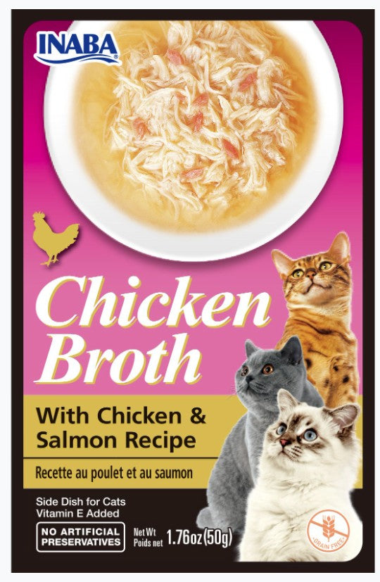 Picture of Inaba INA00873M Chicken Broth with Chicken & Salmon Recipe Side Dish for Cats