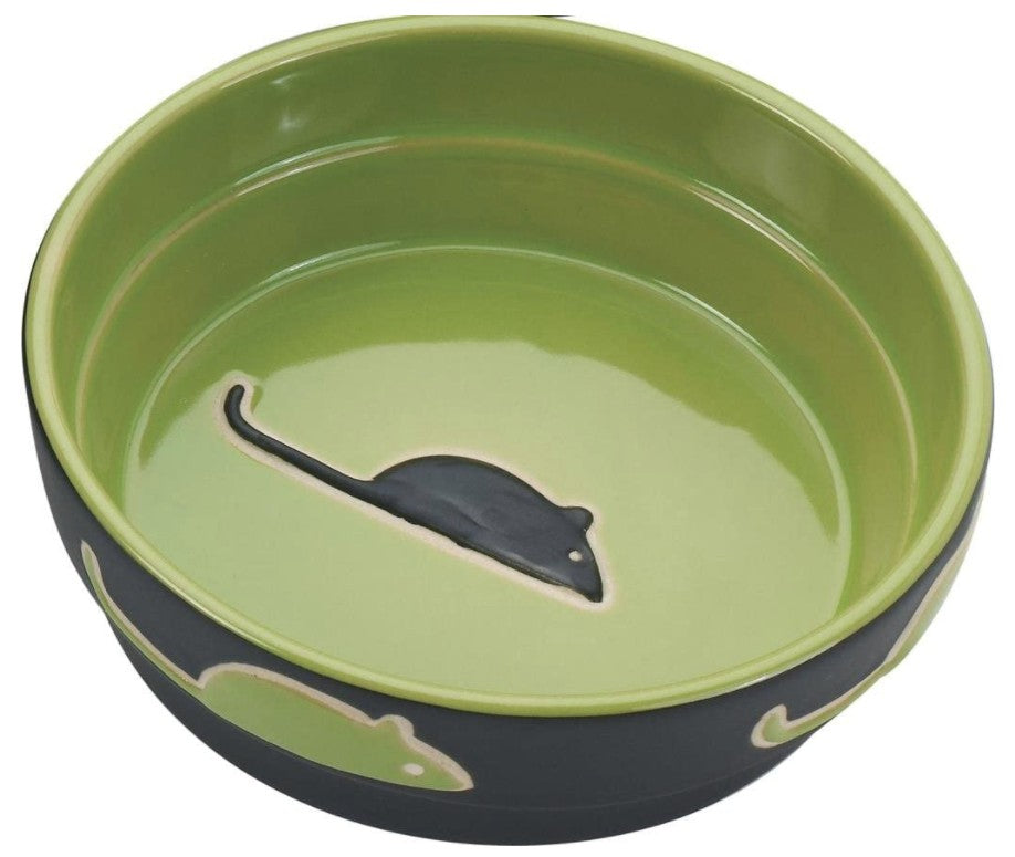 Picture of Spot ST6898P 5 in. Ceramic Black & Green Fresco Mouse Print Cat Dish