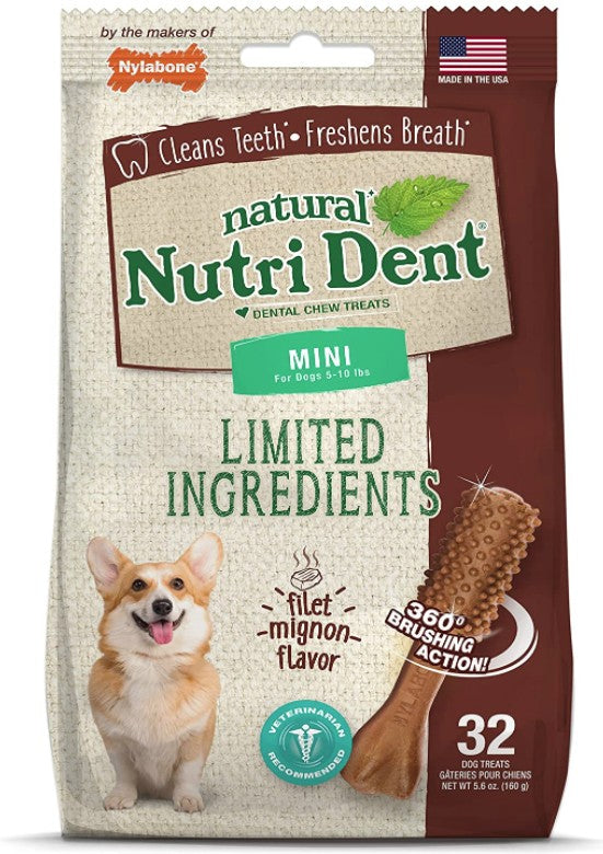 Picture of Nylabone U84278N Natural Nutri Dent Filet Mignon Limited Ingredients Mini Dog Chews
