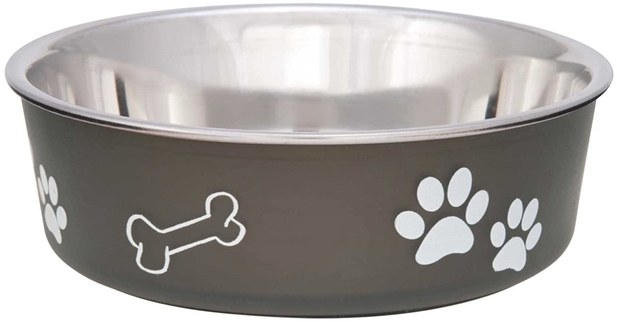 Picture of Loving Pets PC07405M Bella Bowl with Rubber Base Steel & Espresso