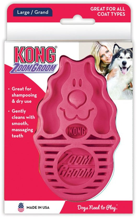 Picture of KONG J51113M Zoom Groom Brush for Dogs Raspberry