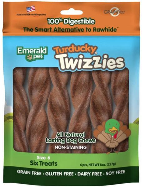 Picture of Emerald Pet EMR00623P Turducky Twizzies Natural Dog Chews