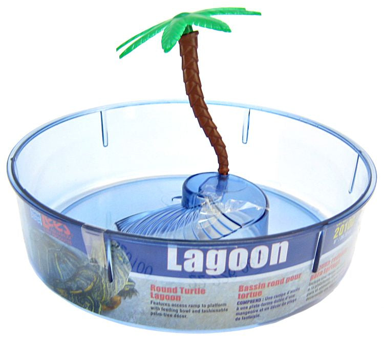Picture of Lees S20100M Round Turtle Lagoon with Access Ramp to Feeding Bowl & Palm Tree Decor