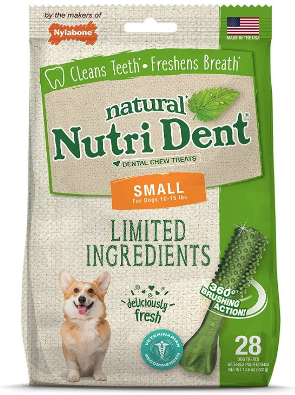 Picture of Nylabone U84268M Natural Nutri Dent Fresh Breath Limited Ingredients Small Dental Dog Chews