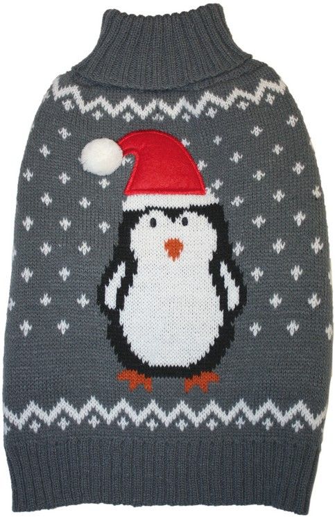 Picture of Fashion Pet 104465 Gray Penguin Dog Sweater - Medium