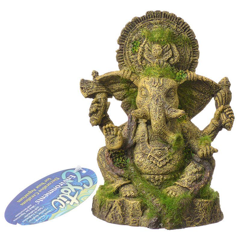 Picture of Blue Ribbon Pet Products BR01846 4.75 x 4 x 6.25 in. Exotic Environments Ganesha Statue with Moss Aquarium Ornament