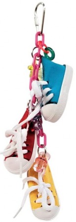 Picture of A&E Cage AE01410 Happy Beaks Sneakers on a Line Bird Toys