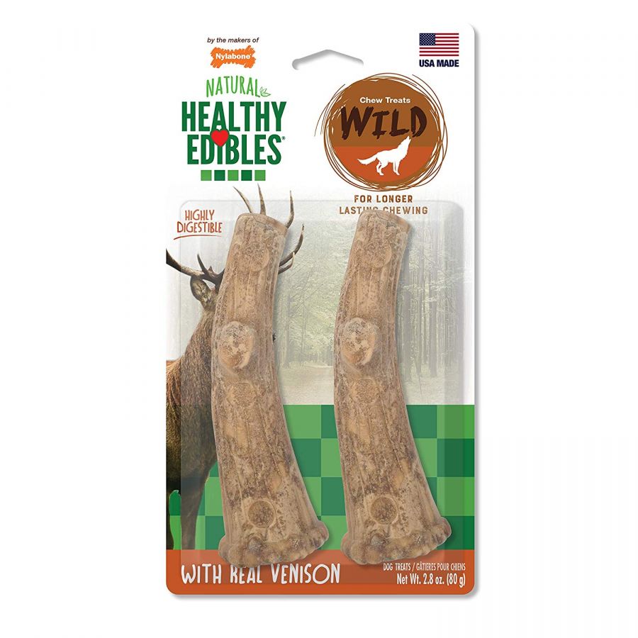 U83848 Healthy Edibles Wild Antler Chews - Venison, Medium - Pack of 2