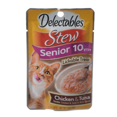 Picture of Hartz 11055 1.4 oz Delectables Stew Senior Lickable Cat Treats - Chicken & Tuna