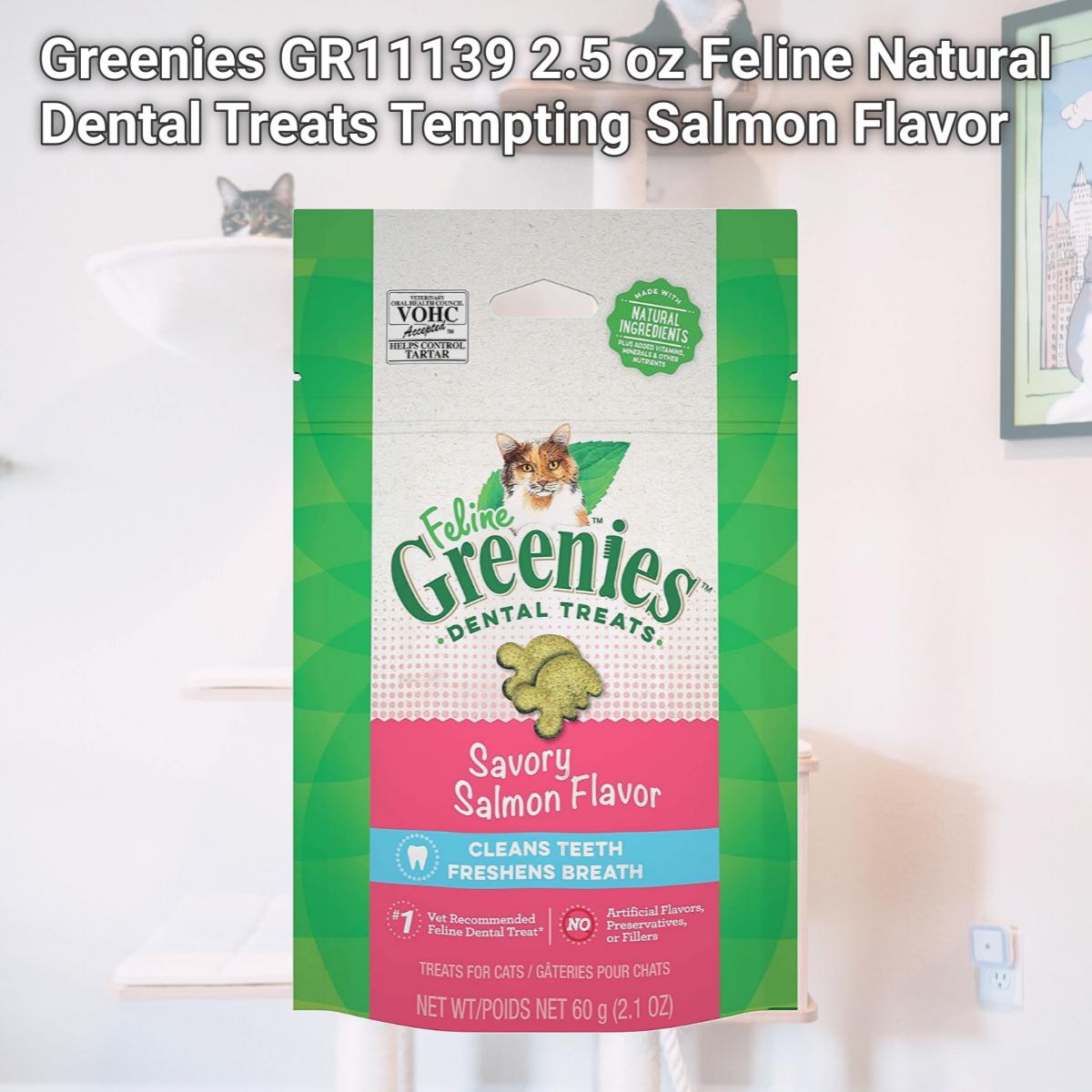 Picture of Greenies GR11139 2.5 oz Feline Natural Dental Treats Tempting Salmon Flavor