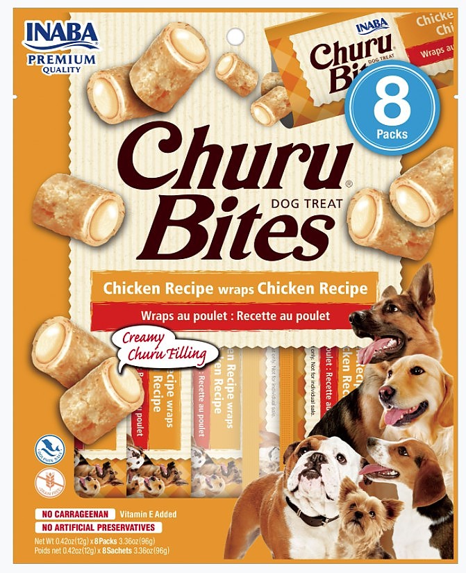 Picture of Inaba INA71554 Churu Bites Chicken Recipe Wraps Dog Treat - 8 Count