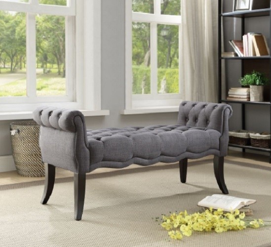 Picture of Linon Home Decor BH059CHAR1U Madison Charcoal Roll Arm Bench