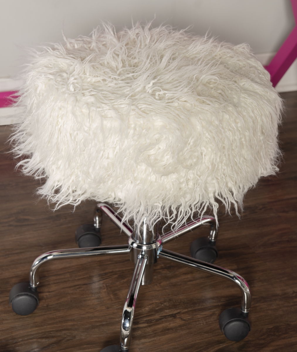 Picture of Linon Home Decor ST005WFLK01U 18.3-20.28 x 17.375 x 17.75 in. Tillie White Faux Fur Stool