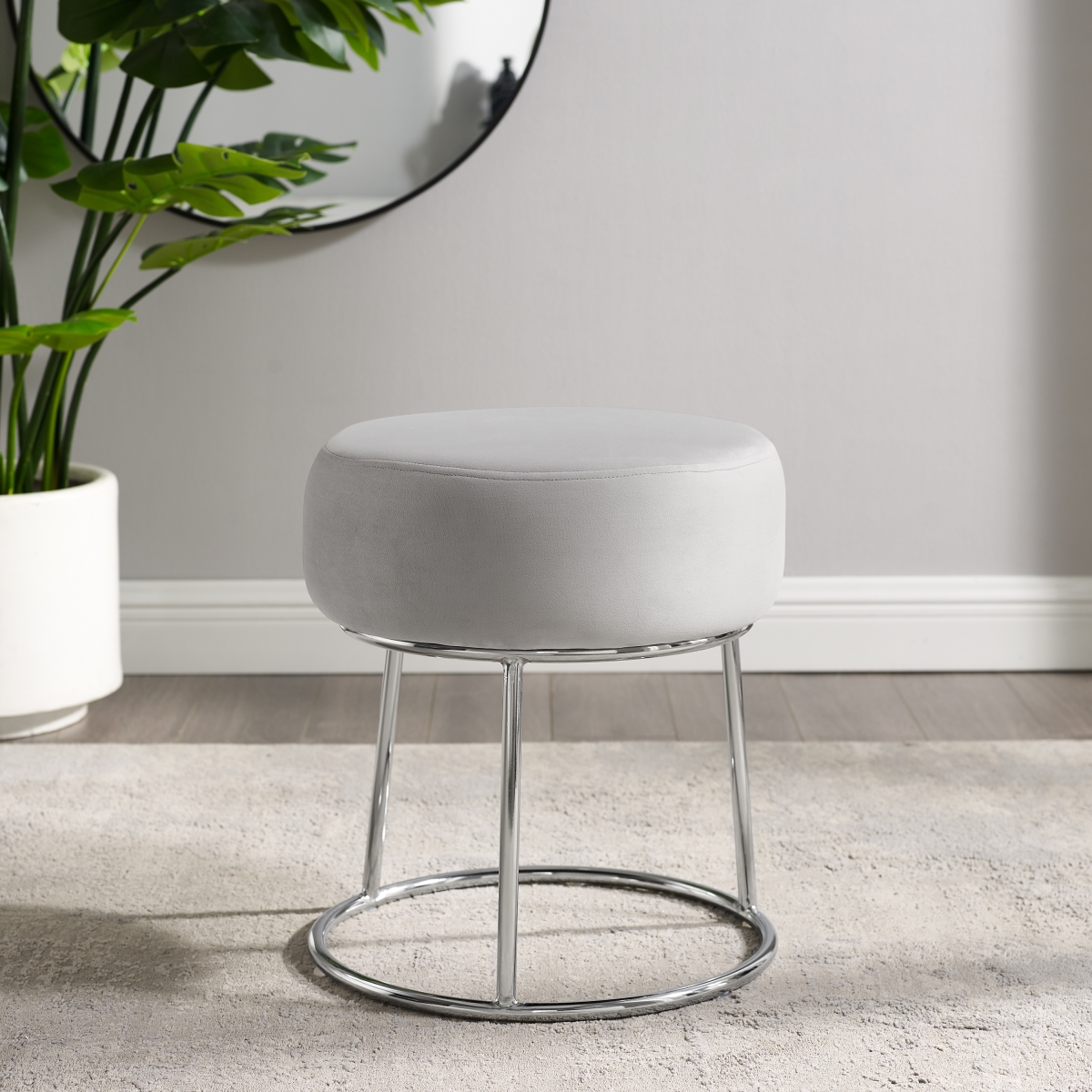 Picture of Linon Home Decor ST007GRY01ASU 18.88 x 16.88 x 16.88 in. Bandi Accent Vanity Stool, Gray