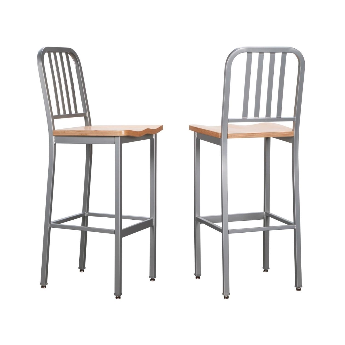 Picture of Linon Home Decor BS257SIL02 45 x 17.5 x 16.5 in. Frazier Metal Barstool, Silver - Set of 2