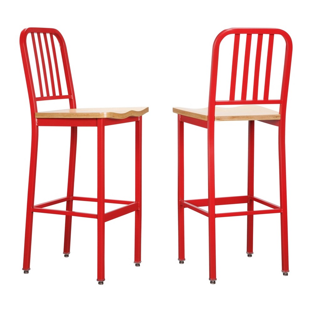 Picture of Linon Home Decor BS257RED02 45 x 17 x 16 in. Frazier Metal Barstool, Red - Set of 2