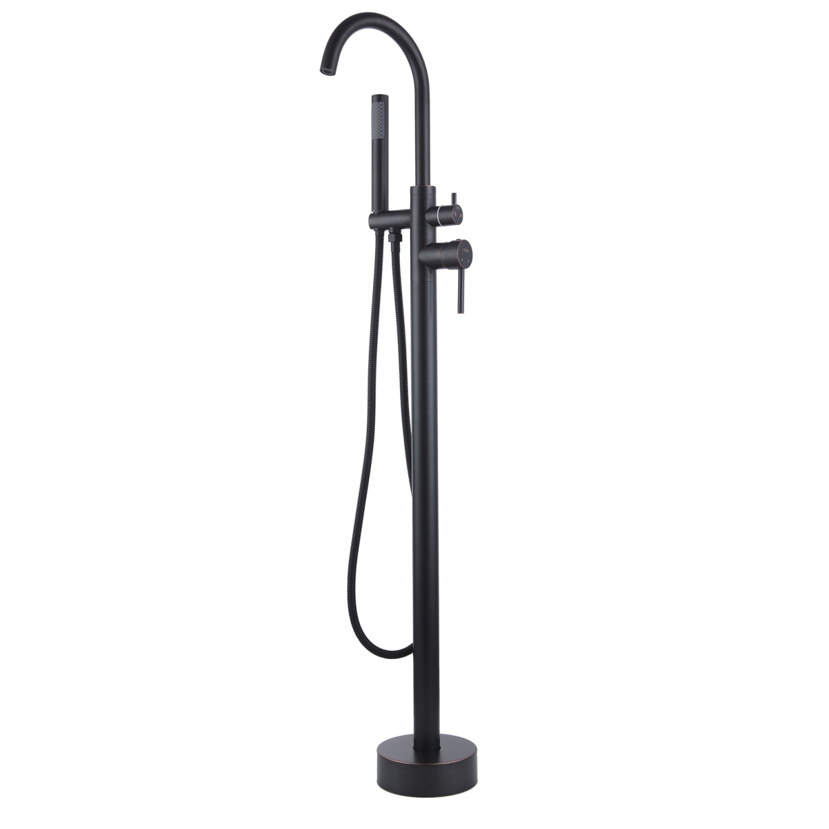 LB680006ORB Freestanding Black Bath Faucet Floor Stand Filler with Swivel Spout Hand Shower -  Lanbo International