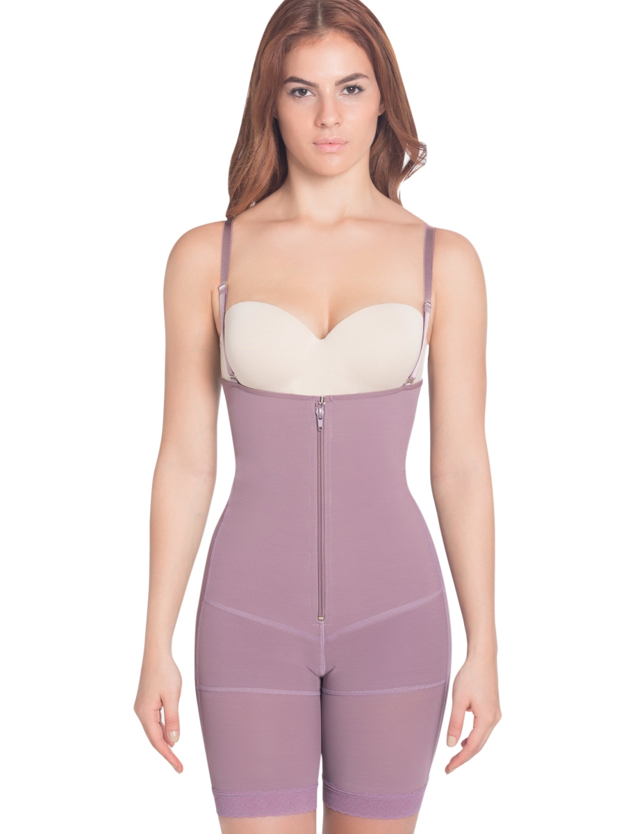 Postpartum High Compression Mid-Thigh Full Body Shaper -  Purple- 2XL