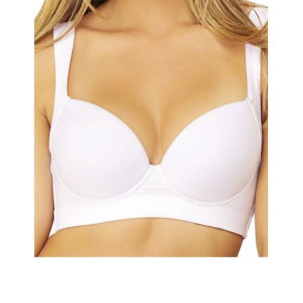 Longline Bra with smooth cups and straps -  White 34D