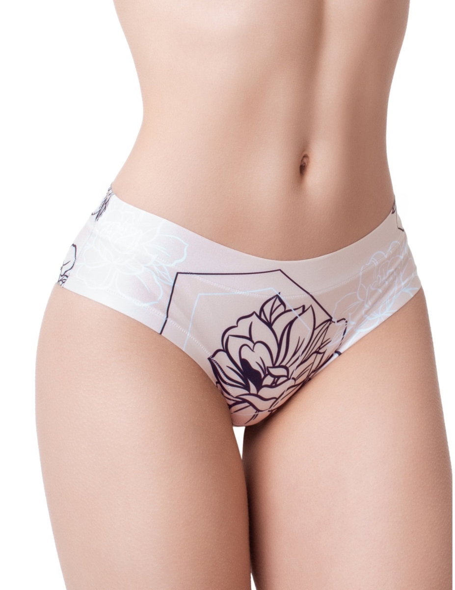 Slip Comfortable Panties with Impressive Prints - Nude Beauty - Flower - Extra Large