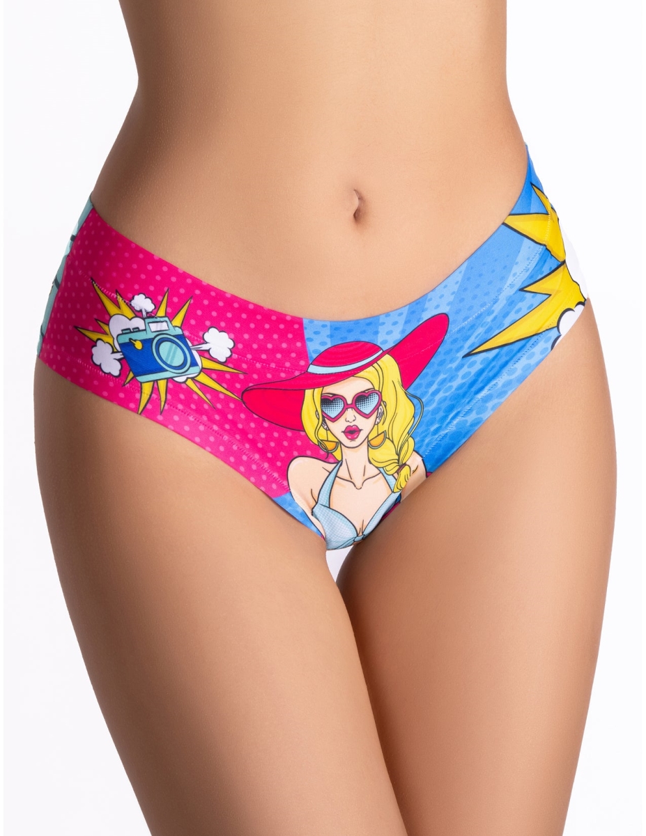Slip Comfortable Panties with Impressive Prints - Comics - Beach Girl - Medium