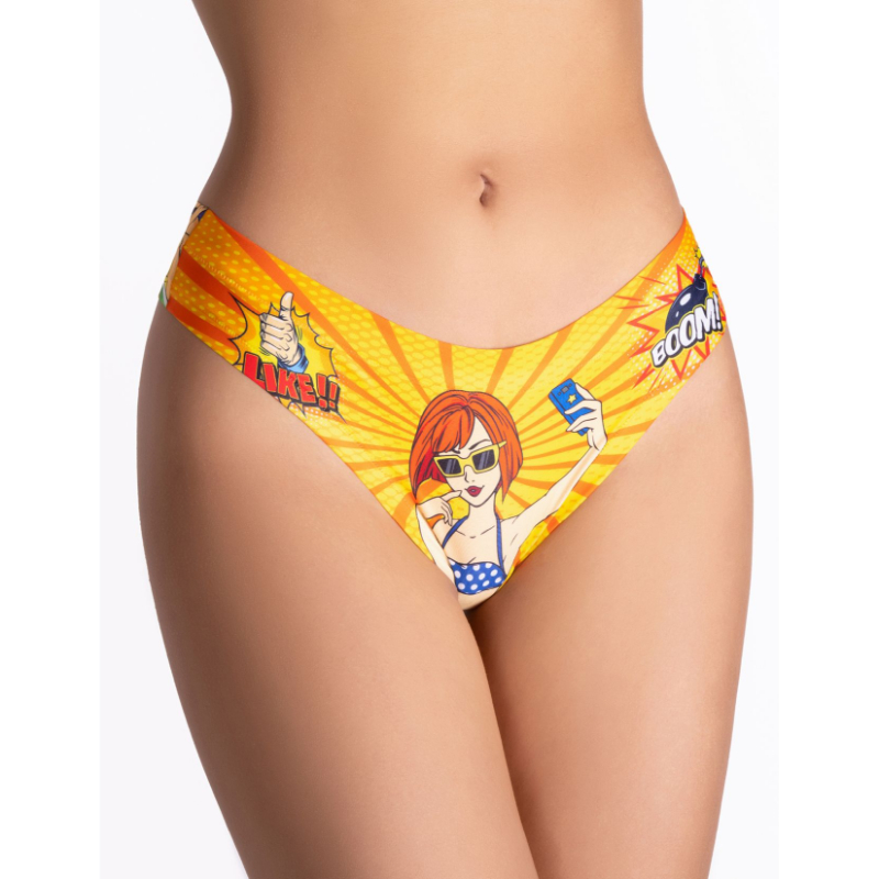 CIG-23 Thong Comfortable Panties with Impressive Prints - Comics - Insta Girl - Large