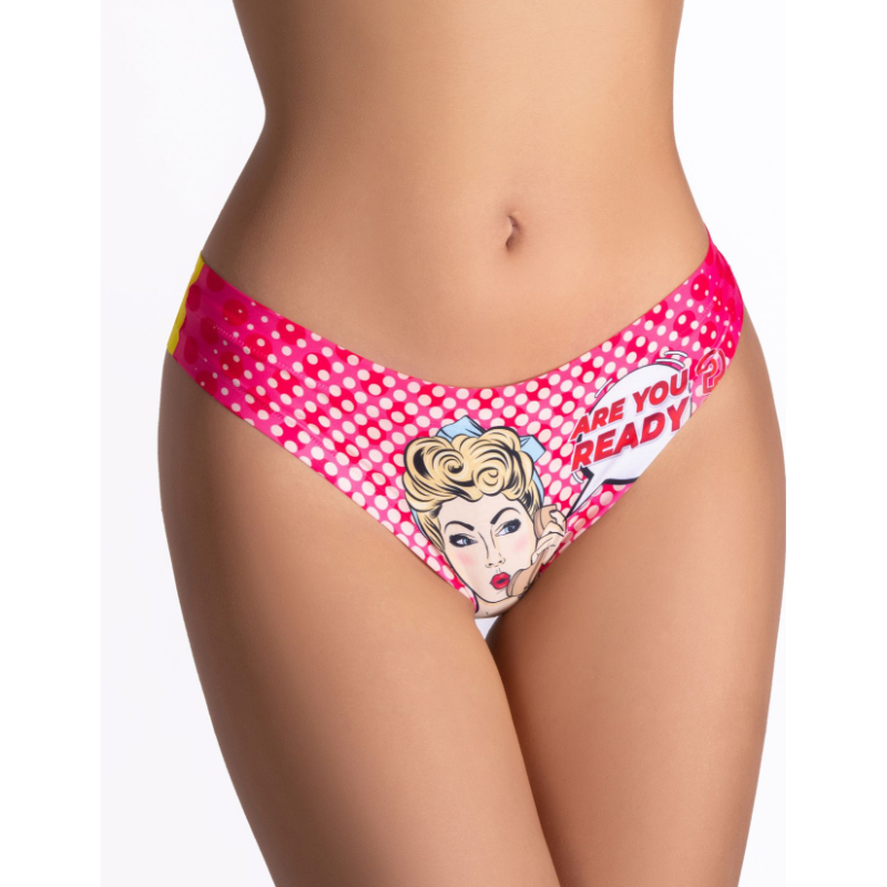 CFG-24 Thong Comfortable Panties with Impressive Prints - Comics - Friday Girl - Extra Large