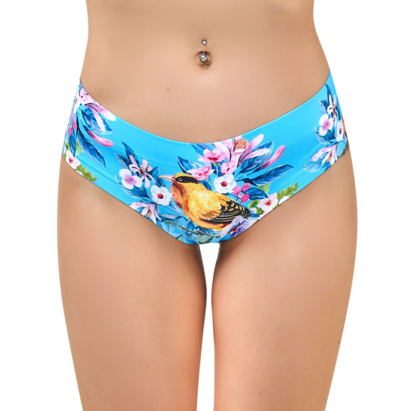 SPFB-14 Slip Comfortable Panties with Impressive Prints - Spring - Flowering Blue - Extra Large