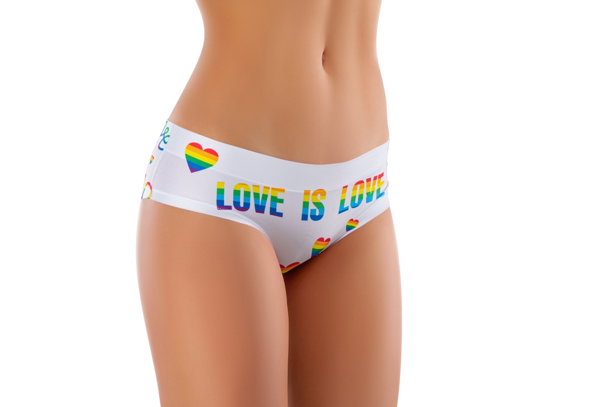 CPW-13 Slip Comfortable Panties with Impressive Prints - Pride - White Love - Large