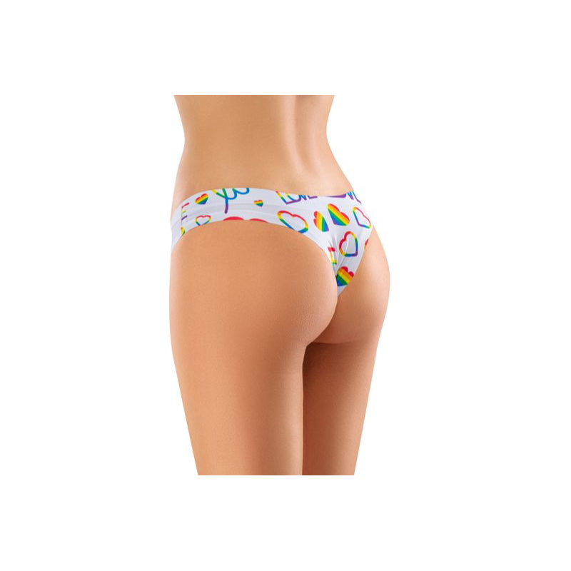 Thong Comfortable Panties with Impressive Prints - Pride - White Love - Extra Large