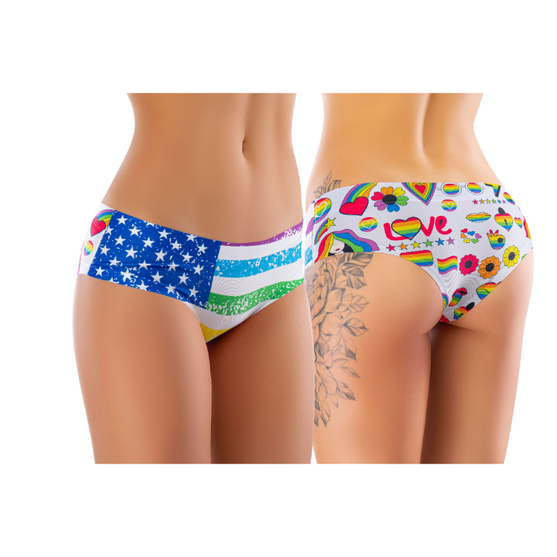 CPF-12 Slip Comfortable Panties with Impressive Prints - Pride - Flag - Medium