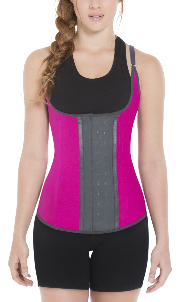 Latex Waist trainer With Straps -Fuchsia-4