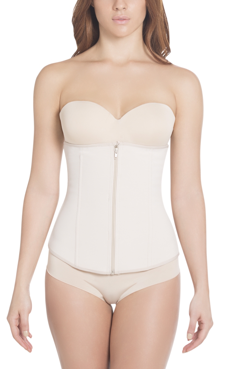 Extra- Strength Compression  Corset Shaper with Latex -  Nude- 2XL