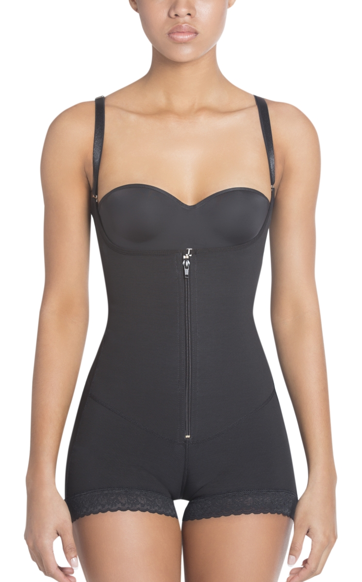 Extra- Strength Compression  Slimming Braless Body Shaper Briefs with Latex -  Black XL