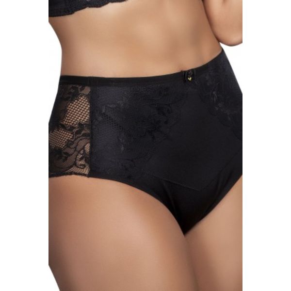 Soft lace high waist full brief -  Black L