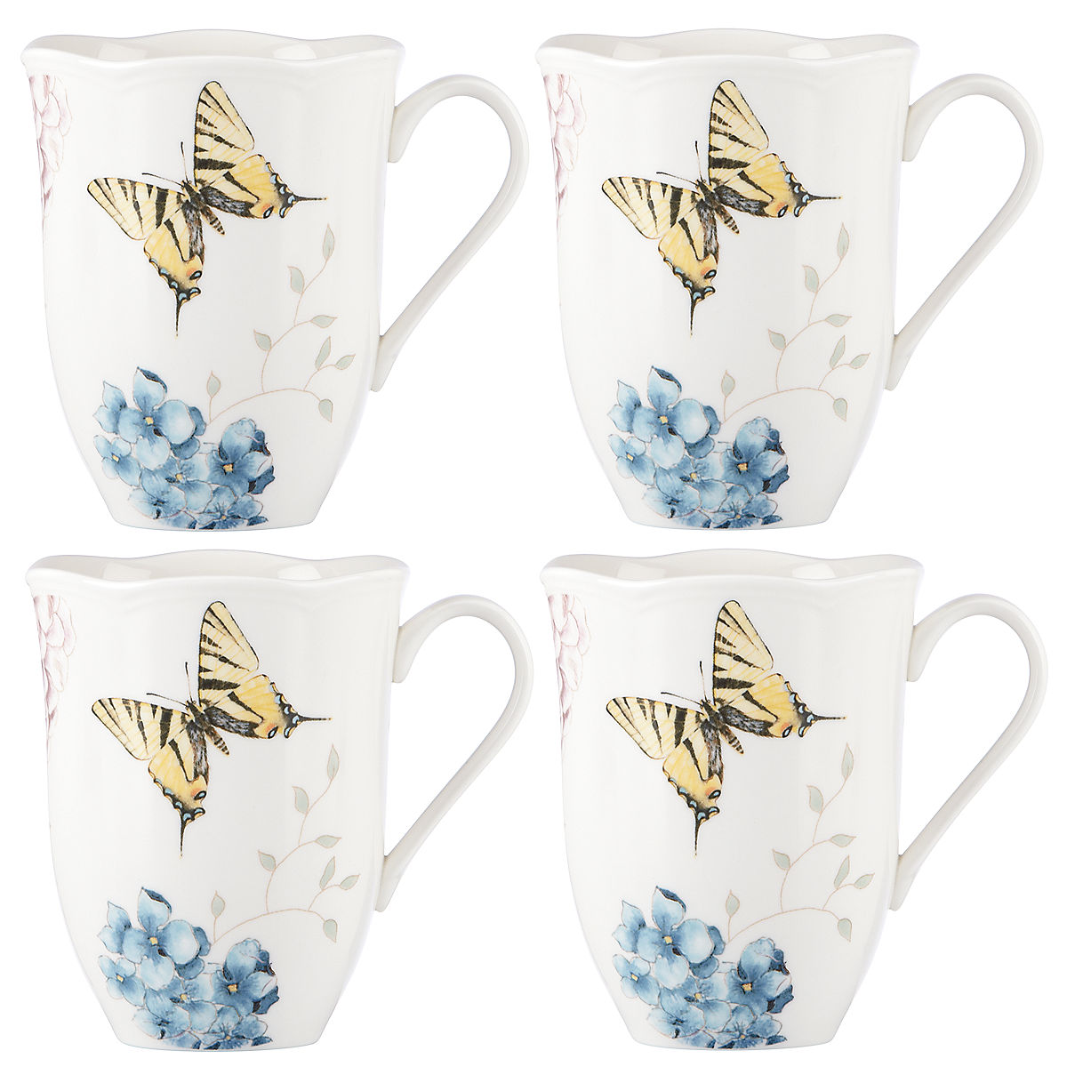 Picture of Lenox 869578 4.37 in. Butterfly Meadow Hydrangea DW Mug - Set of 4