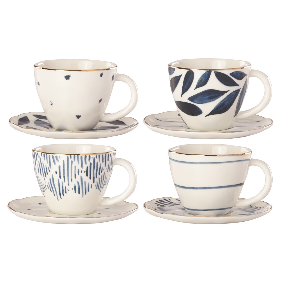 Picture of Lenox 890199 Blue Bay Espresso Cup & Saucer, White - Set of 4