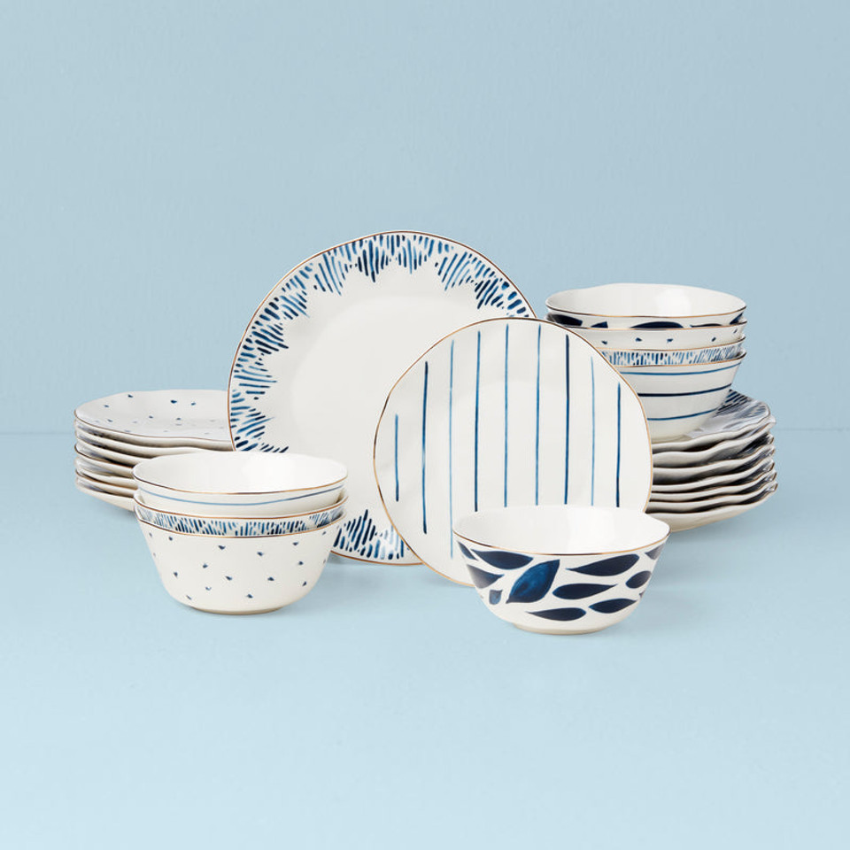 Picture of Lenox 895680 Blue Bay Dinnerware Ikat Set, 24 Piece
